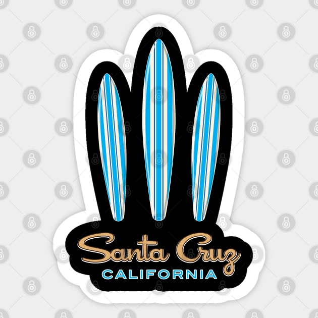 Santa Cruz Logo Three Surfboards Sticker by PauHanaDesign